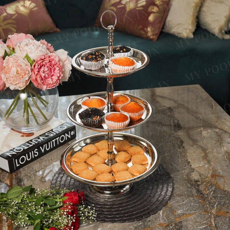 Silver Splendor 3 Tier Cake Stand