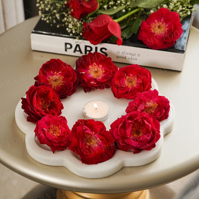 Marble Flower Platter 9"