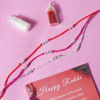 925 Silver Lucky Seven Bead Rakhi Set Of 3