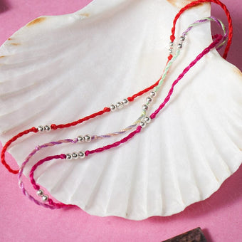 925 Silver Lucky Seven Bead Rakhi Set Of 3