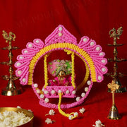 Adorable Pink Yellow Crochet Krishan Jhula
