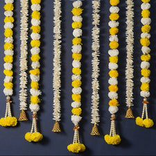 Artificial Jasmine And Yellow Marigold Decorative Backdrop