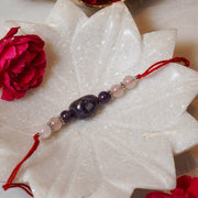 Rose Quartz & Amethyst Natural Crystal Rakhi