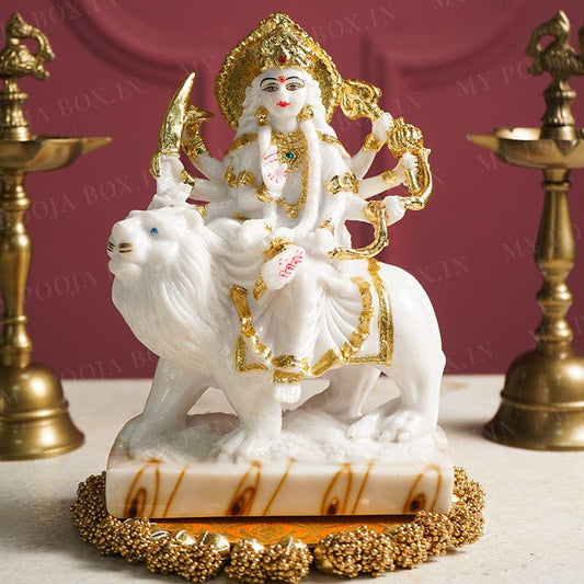 Marble Durga Mata Idol for Gift/Puja