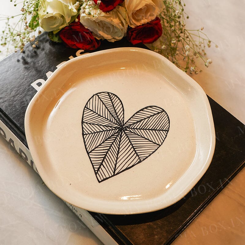 Black Heart Ceramic Dessert Plate