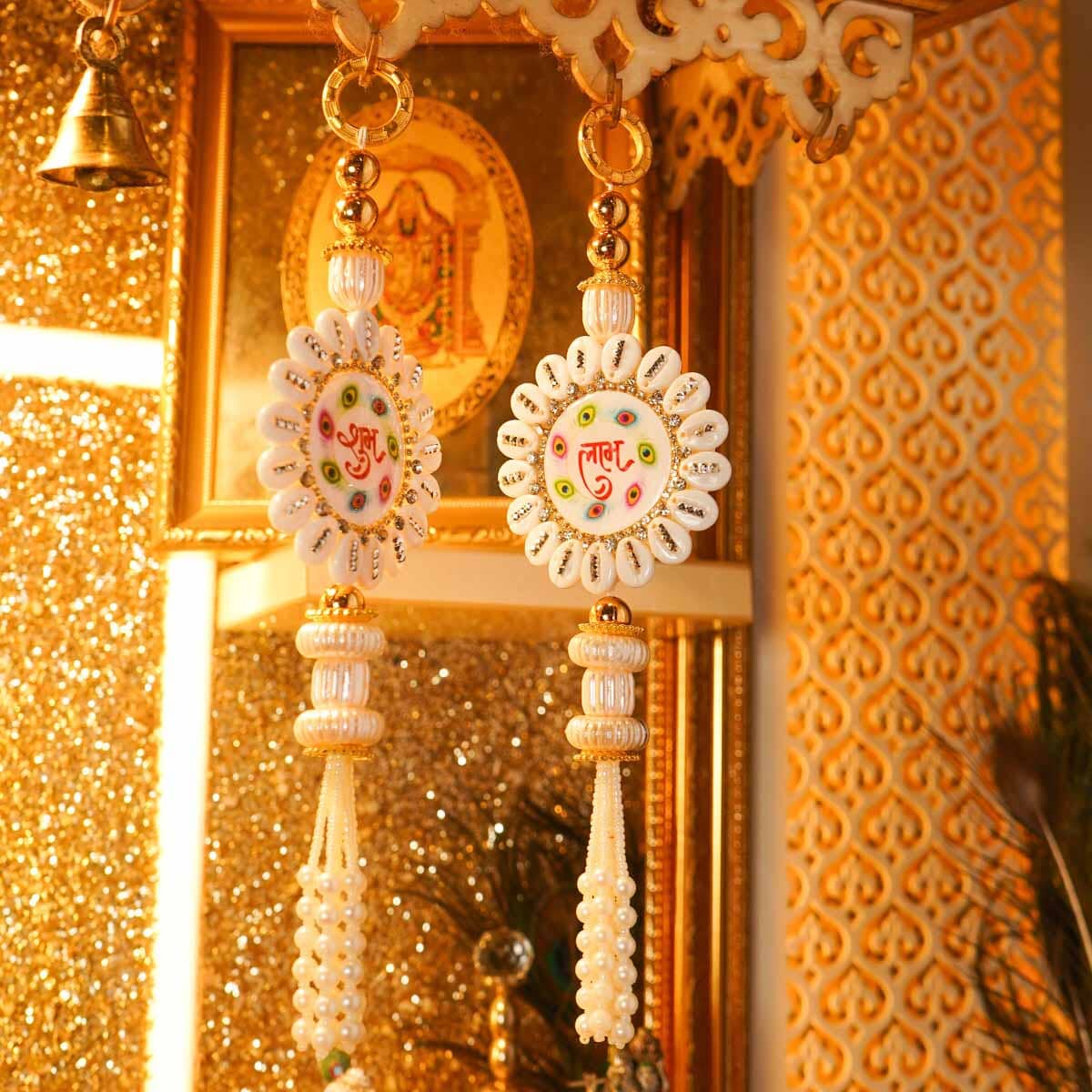 Festive White Shubh Labh Door Hanging
