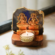 Agate Golden Ganesh Laxmi Showpiece For Home / Car