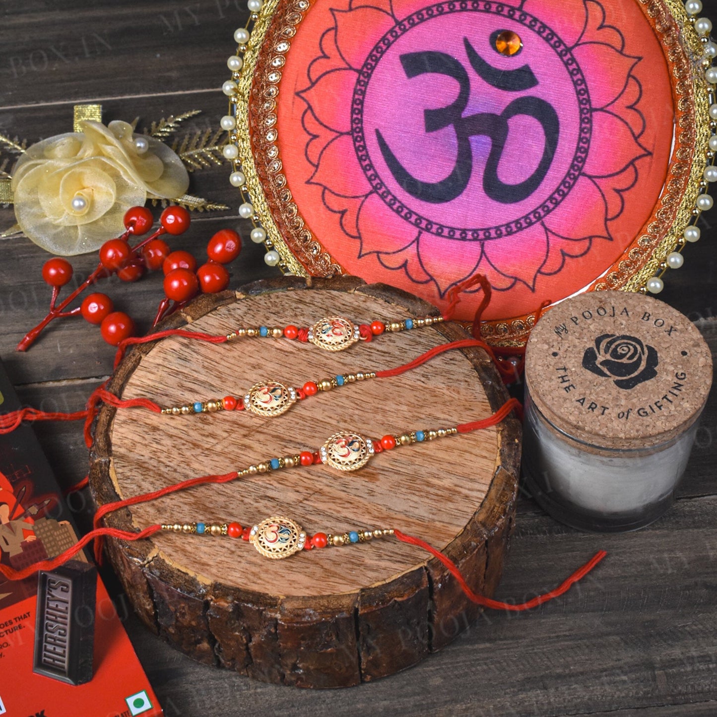 OM Intricate Golden Rakhi