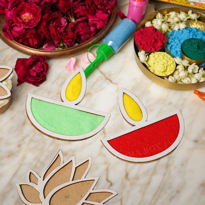 DIY Diya Pattern Rangoli Design Stencil 4" (Set of 2)