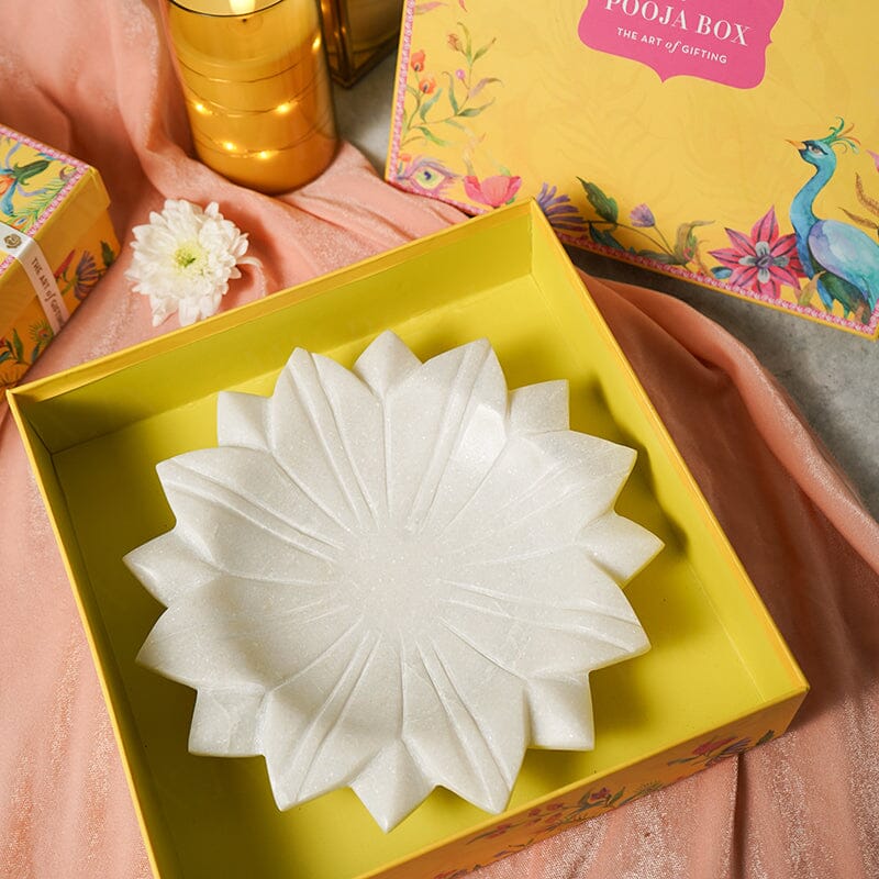 Exquisite Floral Marble Urli Gift Box