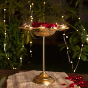 Aesthetic Floral Diya Urli With Stand