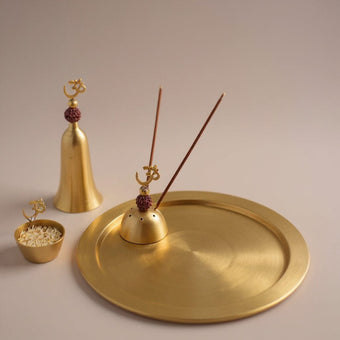 Golden Rudraksha Pooja Thali Set