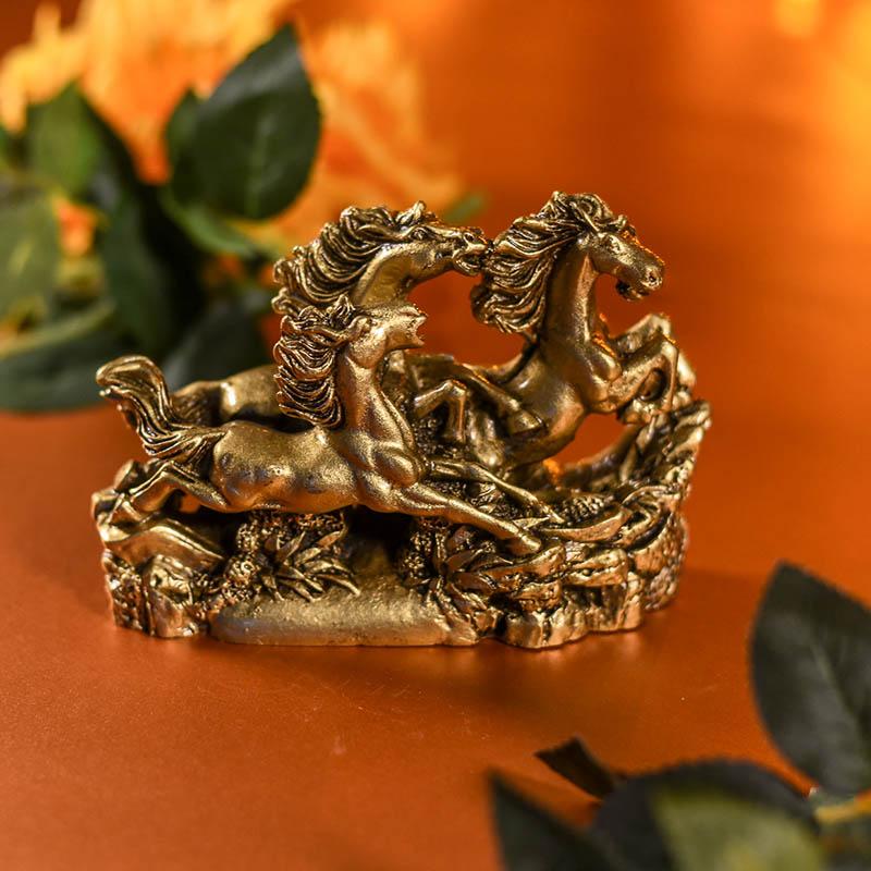 Feng Shui Running Golden Horses for Victory Showpiece