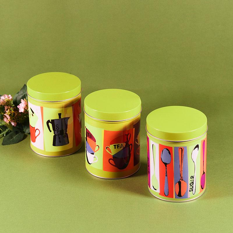 Vintage Tea Coffee Sugar Tin Jar (SET OF 3)