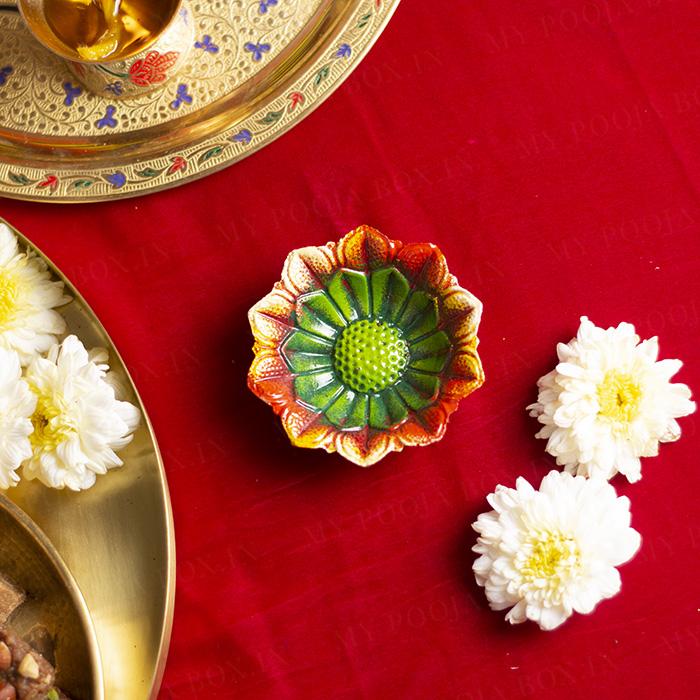 Colourful Wondrous Clay Diyas ( Set of 2)