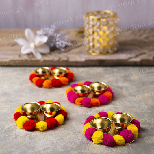 Gorgeous Pom Pom Akshat Roli Platter
