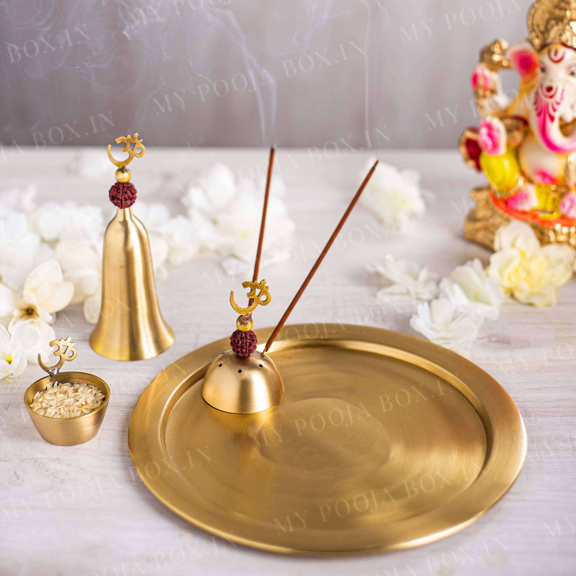 Golden Rudraksha Pooja Thali Set