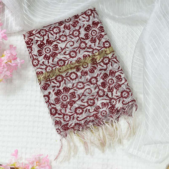 Beautiful Floral Pattern Kota Check Dupatta