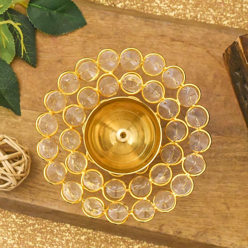 Crystal Embellished Brass Diya