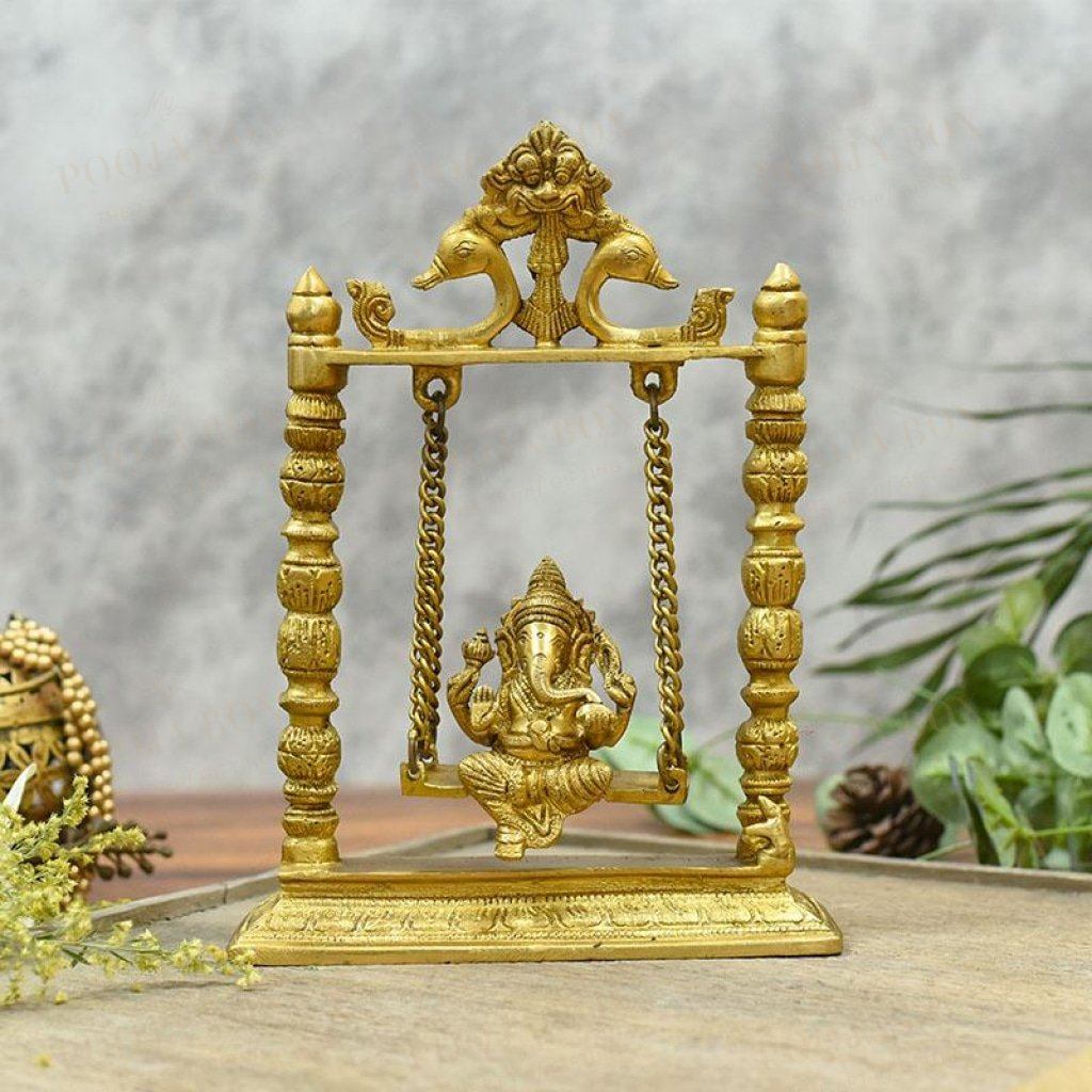 Brass Swinging Ganesha Idol/Murti