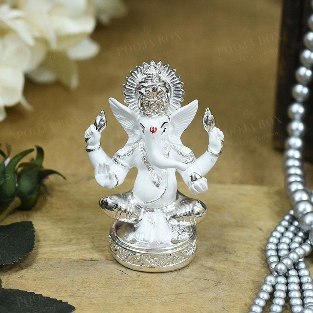 Silver Plated Laddu Ganesha Idol