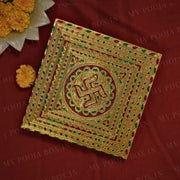 Swastik Golden Design Pooja Chowki