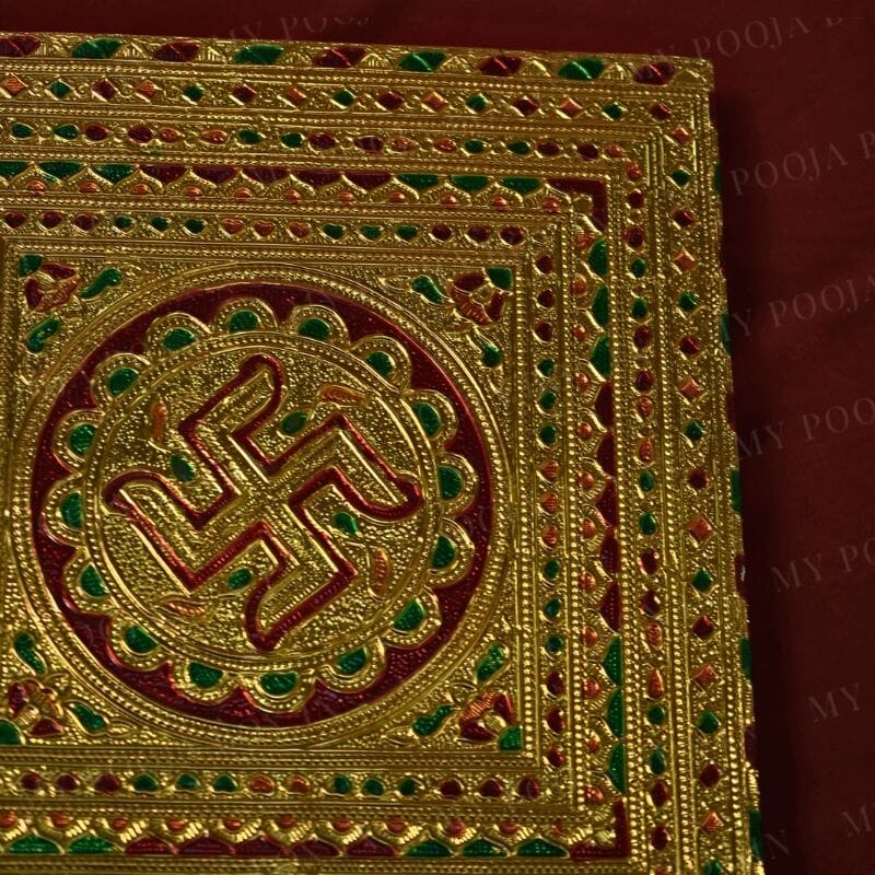 Swastik Golden Design Pooja Chowki