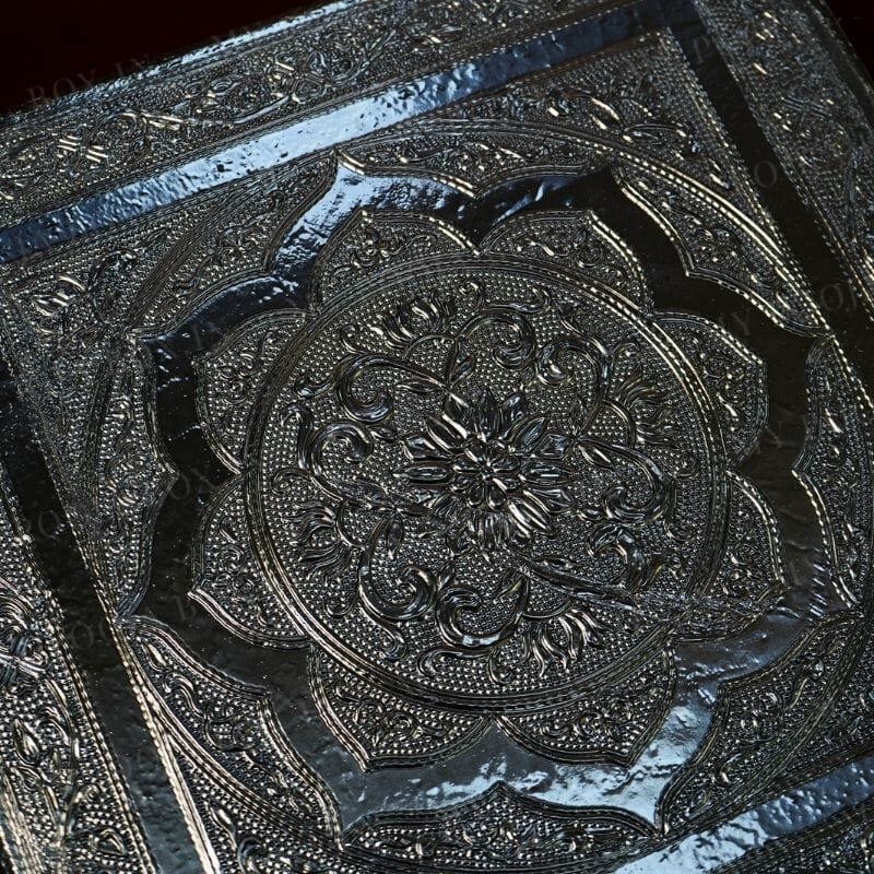 Floral Design Silver Pooja Chowki