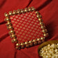 Red & Green Two Sided Aasan Pooja Mat with Bead Work
