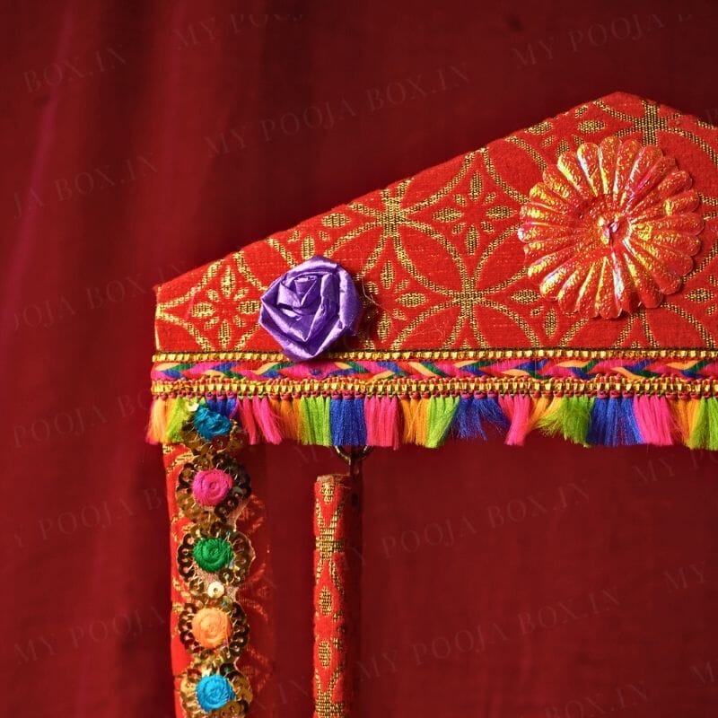 Handcrafted Red and Gold Krishan Jhula