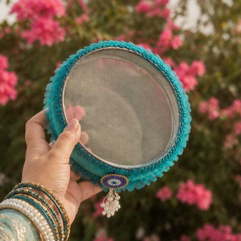 Evil Eye Blue Karwa Chauth Thali Set