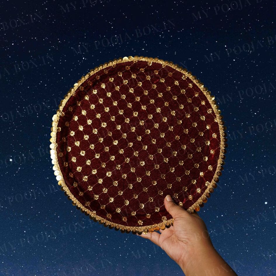 Maroon Embellished Karwa Chauth Thali Set