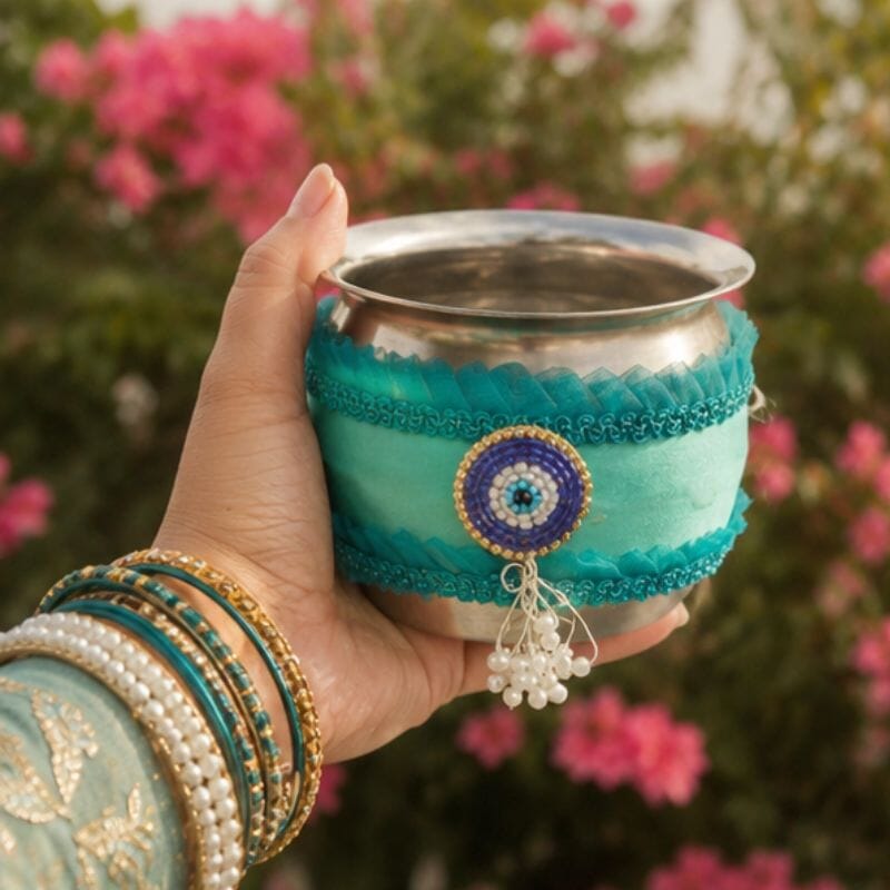 Evil Eye Blue Karwa Chauth Thali Set