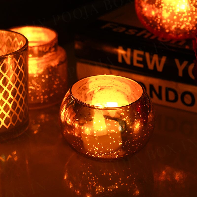 Glass Candle Holder Golden