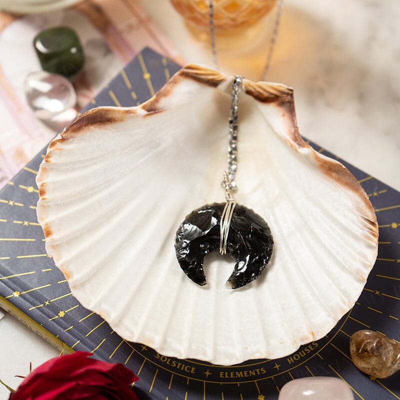 Black Obsidian Moon Pendant