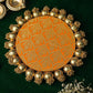 Brocade Two Sided Pooja Mat with Bead Work - 22cm