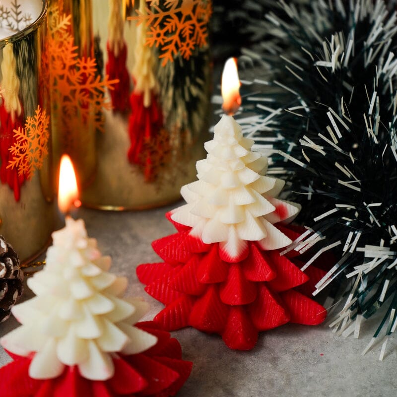 Scented Christmas Tree with Snow Covered Candles (Set of 2)