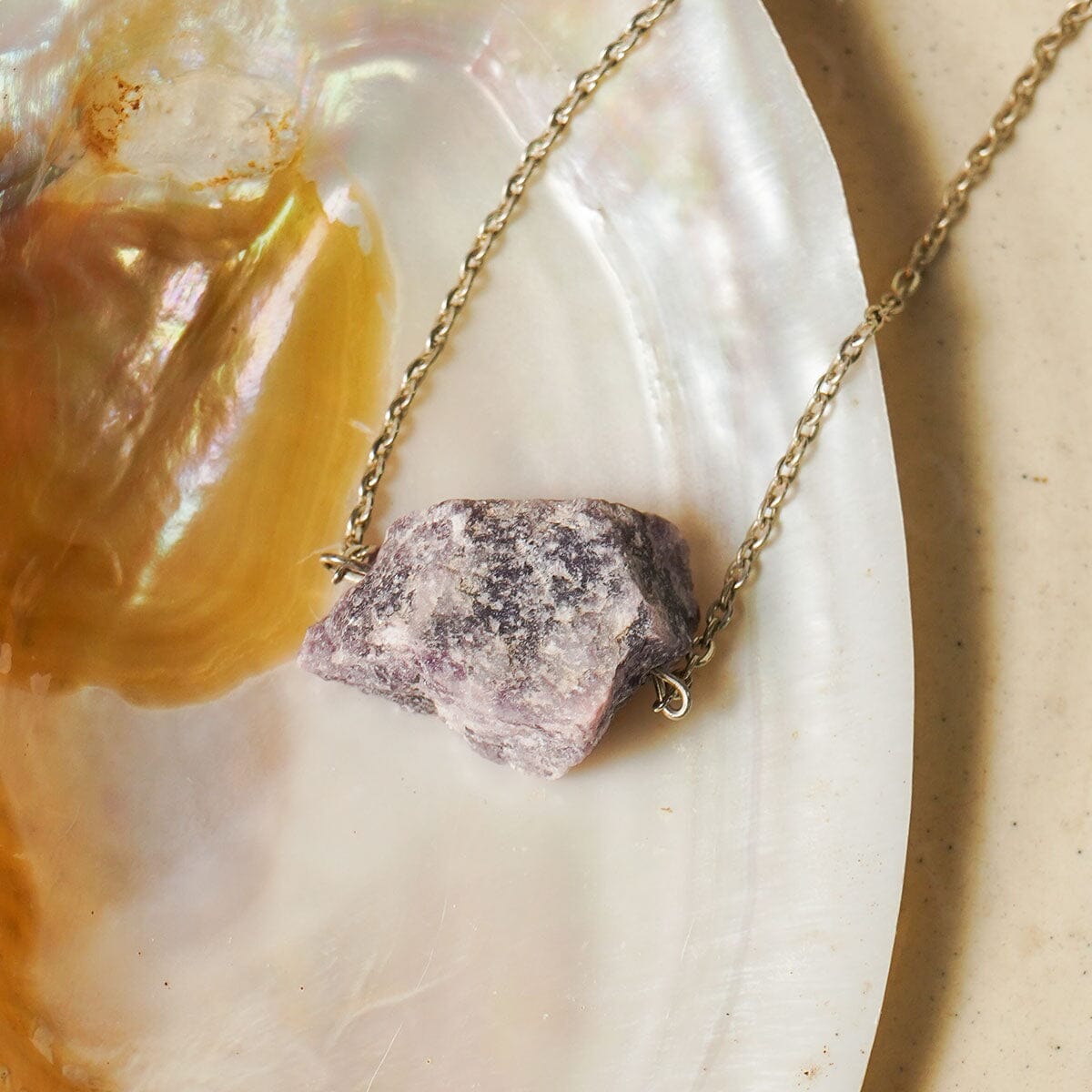 Lepidolite Natural Crystal Necklace