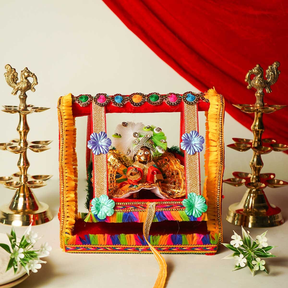 Elegant Red and Gold Krishan Jhula