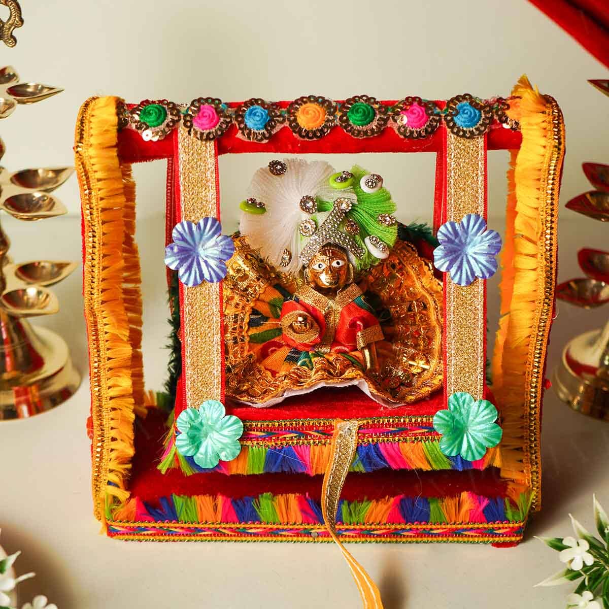 Elegant Red and Gold Krishan Jhula