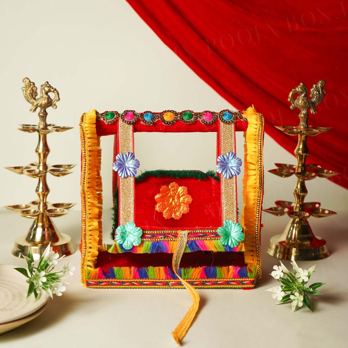 Elegant Red and Gold Krishan Jhula