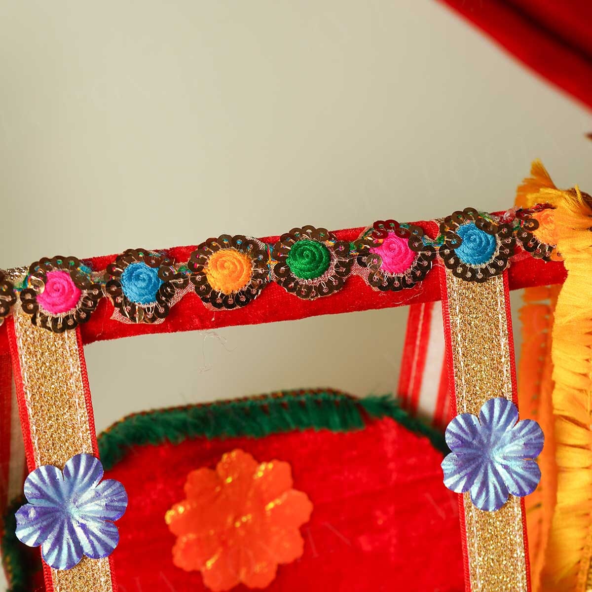 Elegant Red and Gold Krishan Jhula