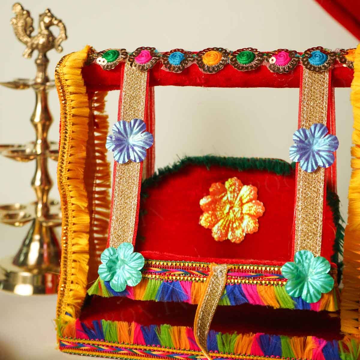 Elegant Red and Gold Krishan Jhula