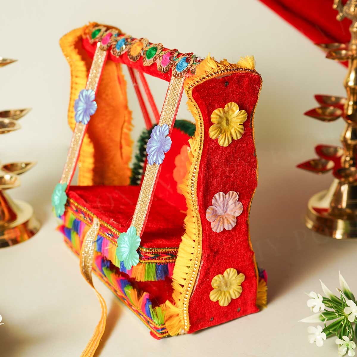 Elegant Red and Gold Krishan Jhula