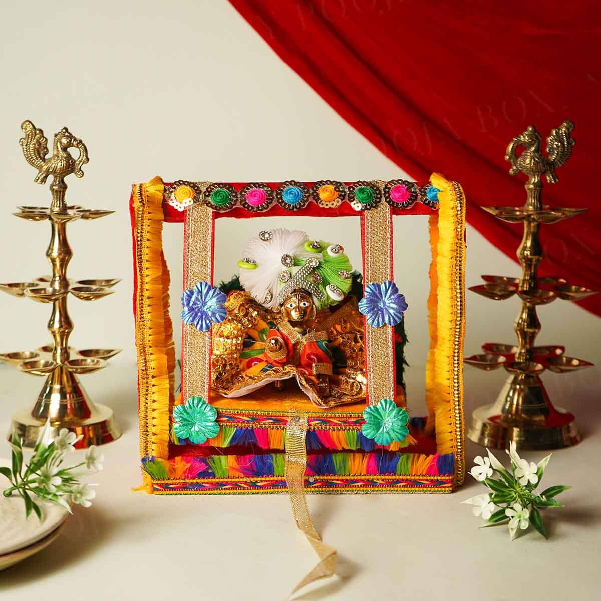 Elegant Red and Gold Krishan Jhula