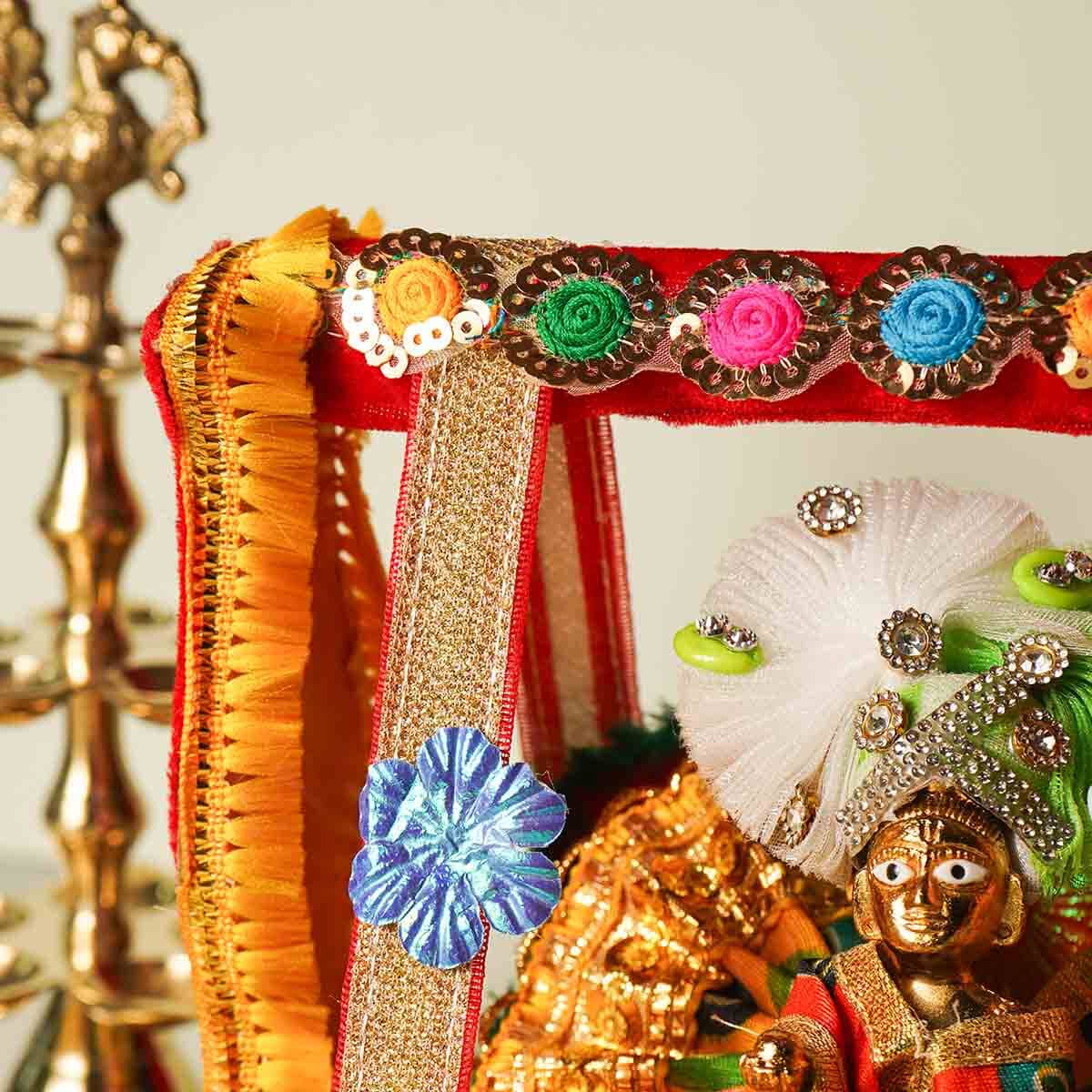 Elegant Red and Gold Krishan Jhula