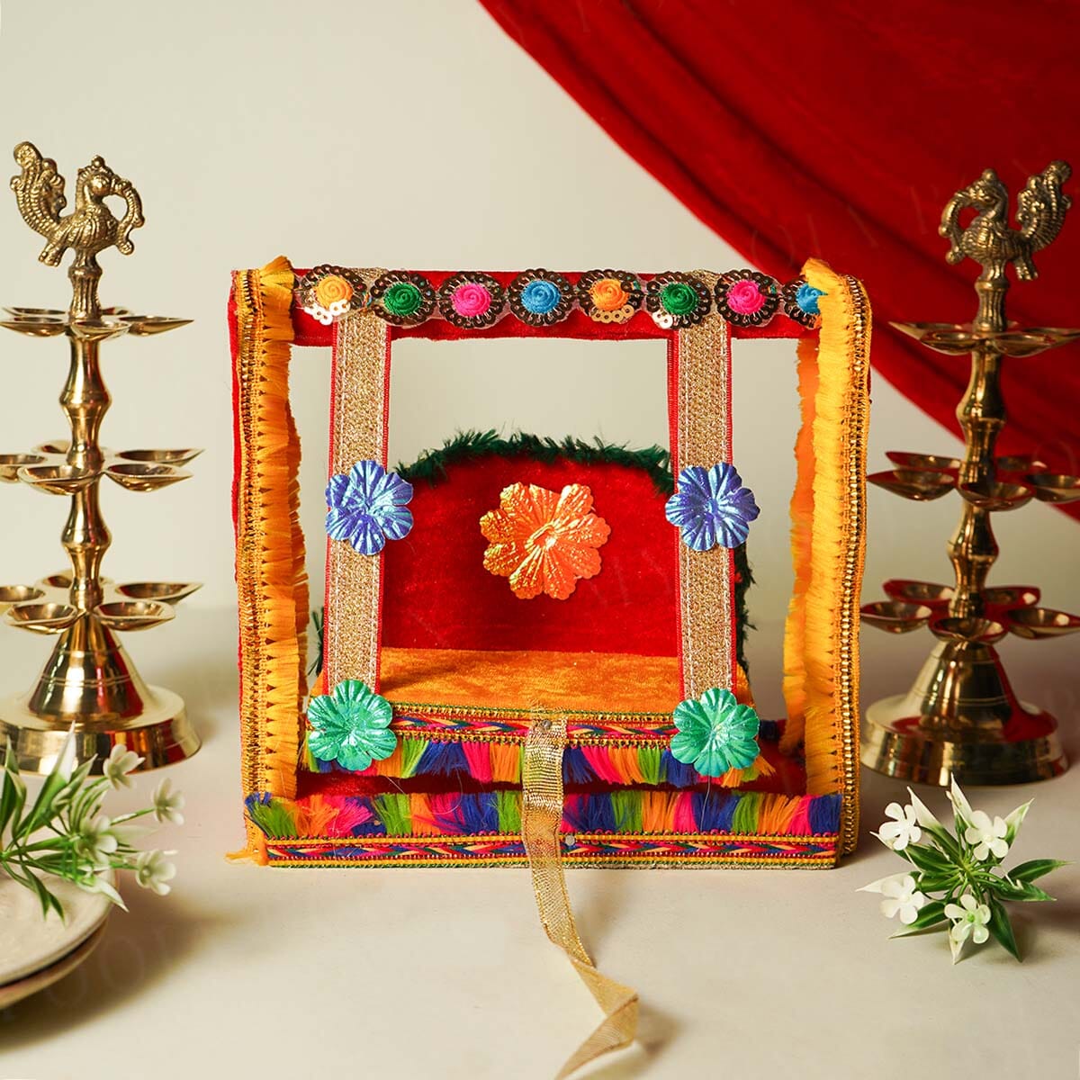 Elegant Red and Gold Krishan Jhula