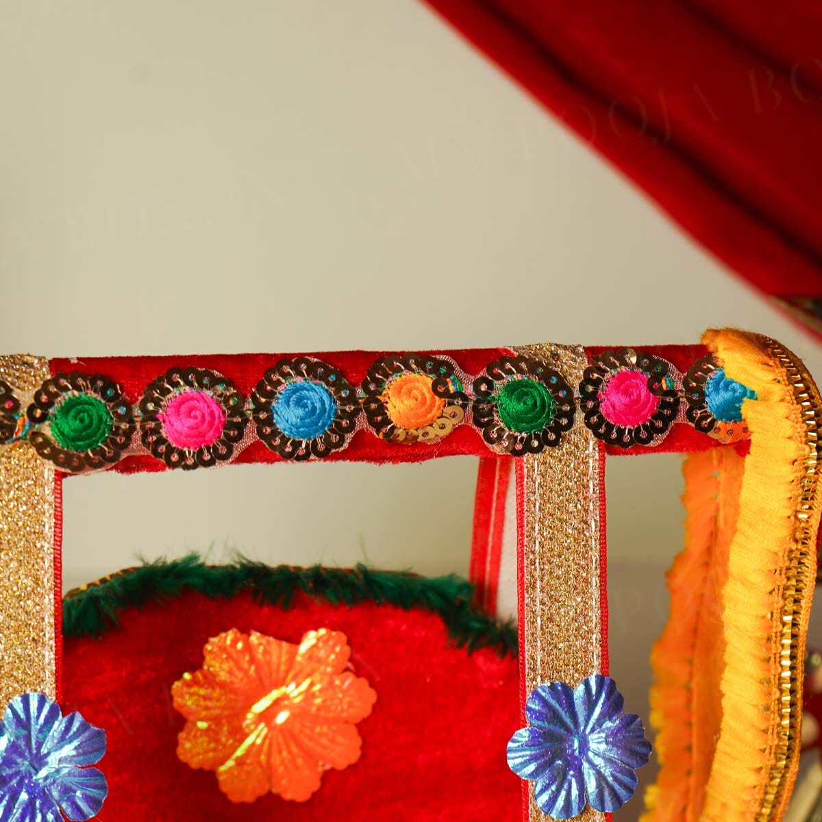 Elegant Red and Gold Krishan Jhula