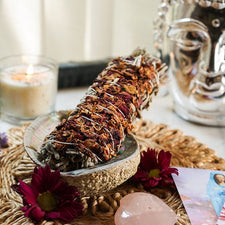 Organic Sage Rose Flower Sage Smudge Wand