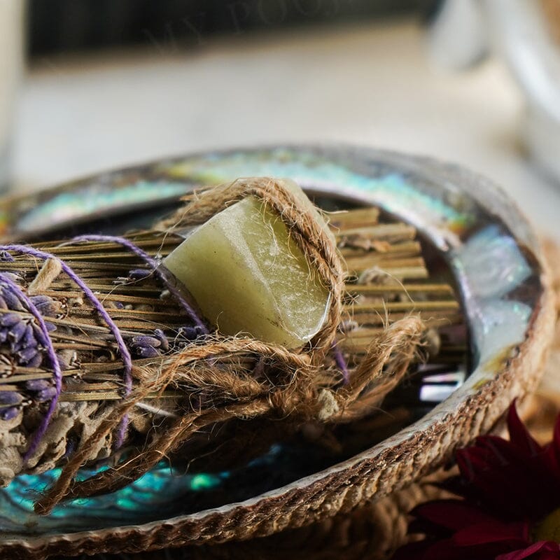 White Sage Lavender Green Aventurine Crystal Sage Smudge Wand